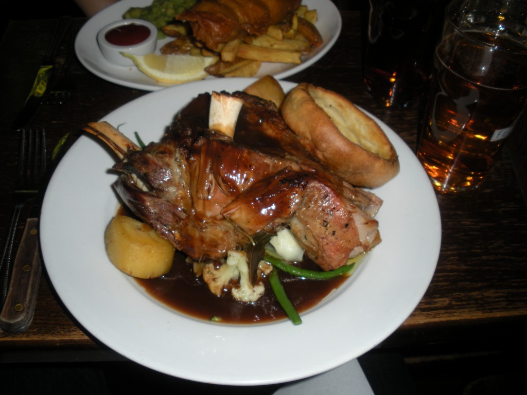 Roast lamb shoulder and fish and chips at The Andover Arms