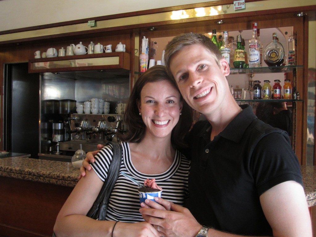 Ann Taylor and Dan eating gelato (again)