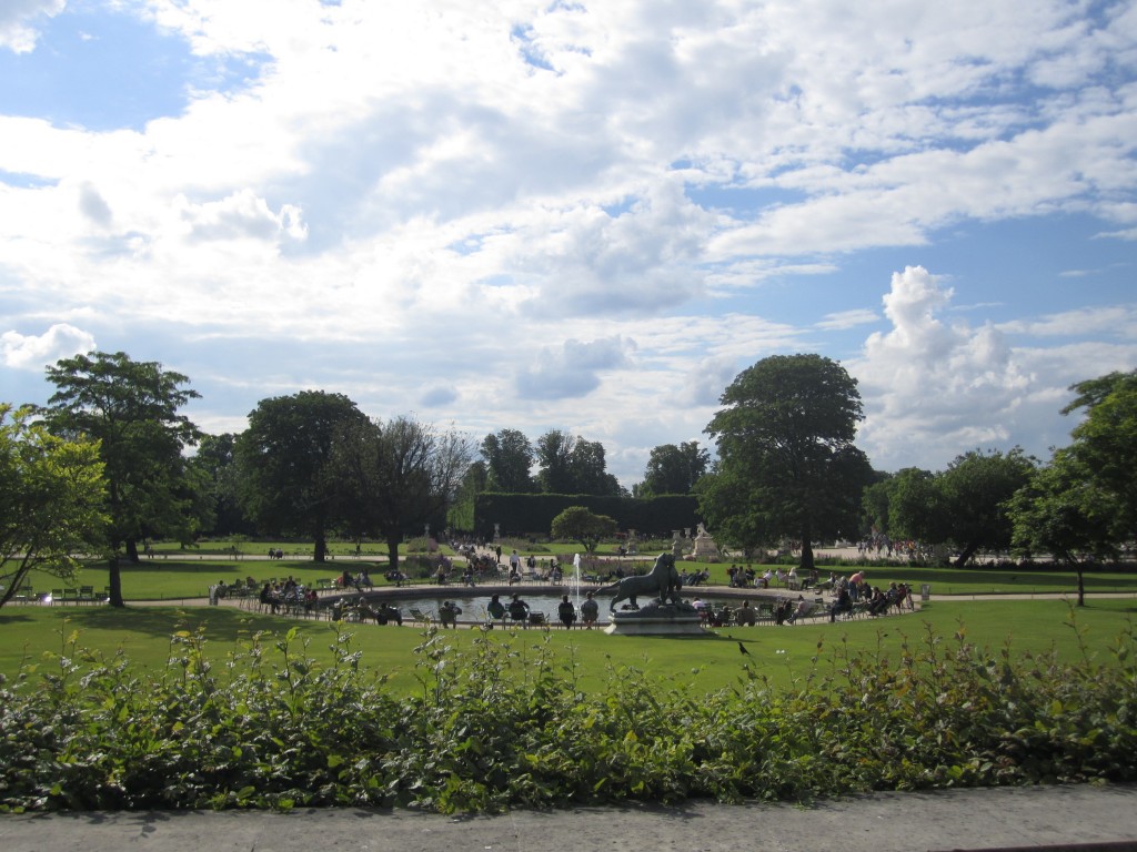 Seeing blue sky for the first time in Paris - at the Tuileries.