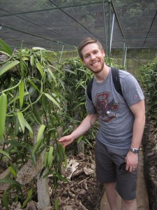 Dan with the vanilla plants -- lots of yummy baking to follow!