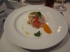 Mixed seafood and avocado appetizer
