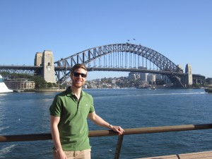 Dan in front of the Sydney Harbour Bridge